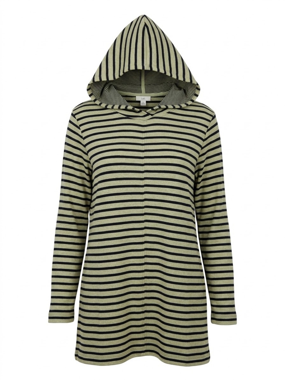 J. Crew Striped Hooded Pullover in Cream and Black Top Tunic Medium